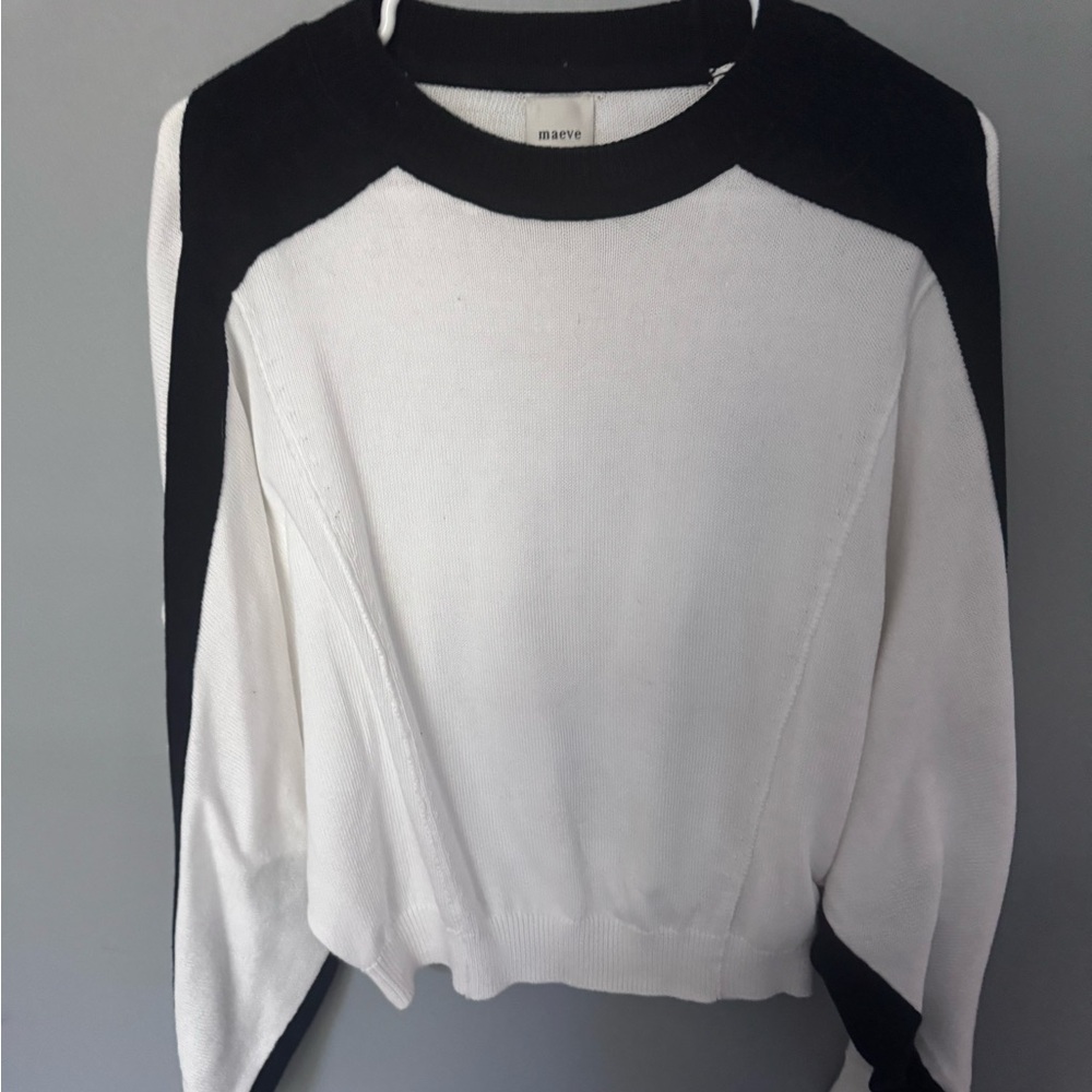 Maeve Black and White Knit Sweater